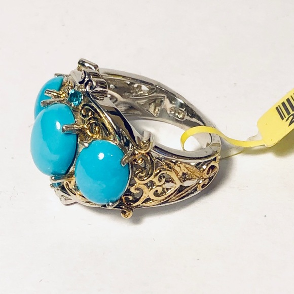Shop LC Jewelry - Sleeping Beauty Turquoise & Neon Apatite Ring Sz 7